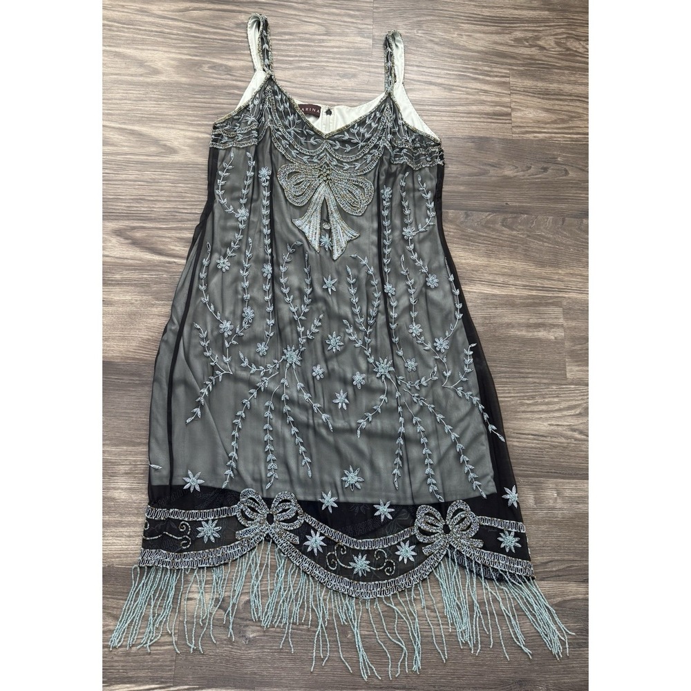 vintage Marina 1920's style flapper dress Boho Fringe Hem Fairycore Whimsical 12